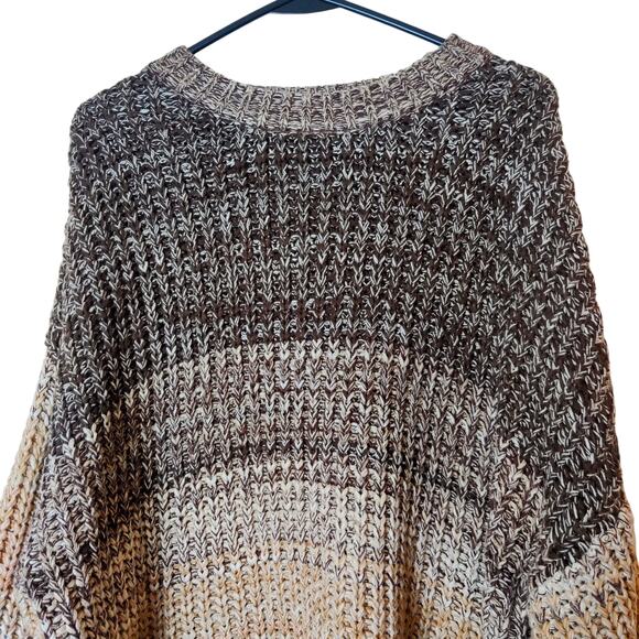 525 America x Revolve Chunky Marled Stripe Knit Sweater Bishop Sleeve XL Cozy - Picture 7 of 14